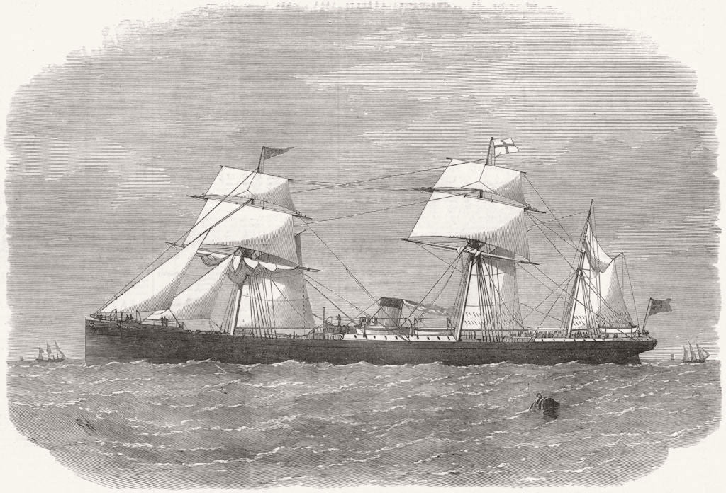 SHIPS. Bertha, Red Cross Line, Hull London to Kolkata 1872 old antique print